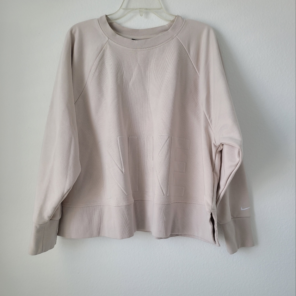 Nike Versa Dry Cropped Training Pullover Sweatshirt Sz 2X Quilted Logo Crew